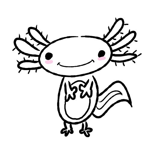Cute thing to draw: Cute axolotl, easy step by step cute drawing