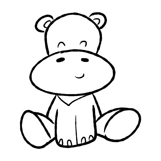 Cute thing to draw: Hipopotam, easy step by step cute drawing