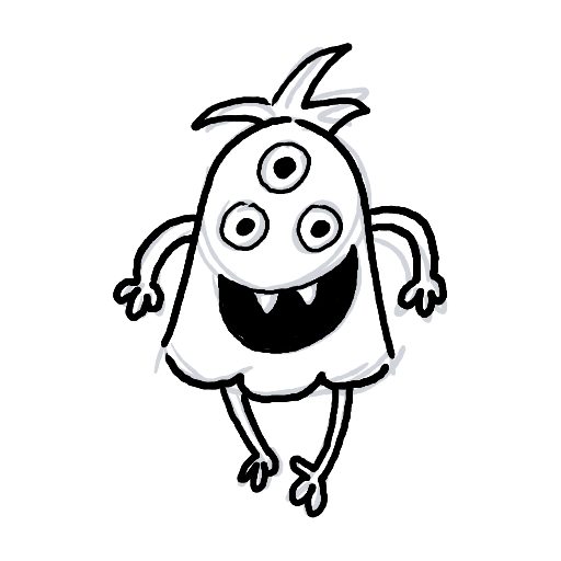 Cute thing to draw: Monster, easy step-by-step cute drawing (version 5)