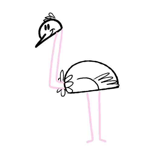 Cute thing to draw: Ostrich, easy step by step cute drawing